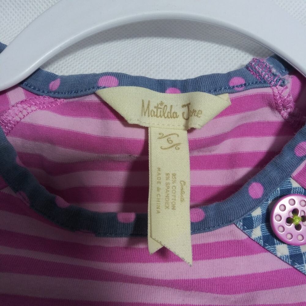 Matilda Jane In Disguise Swing Long Sleeve Striped Pink Clock Top Size 6 - Picture 4 of 5